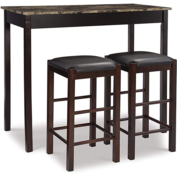 Linon Black 3 Piece Faux Marble Tavern Set