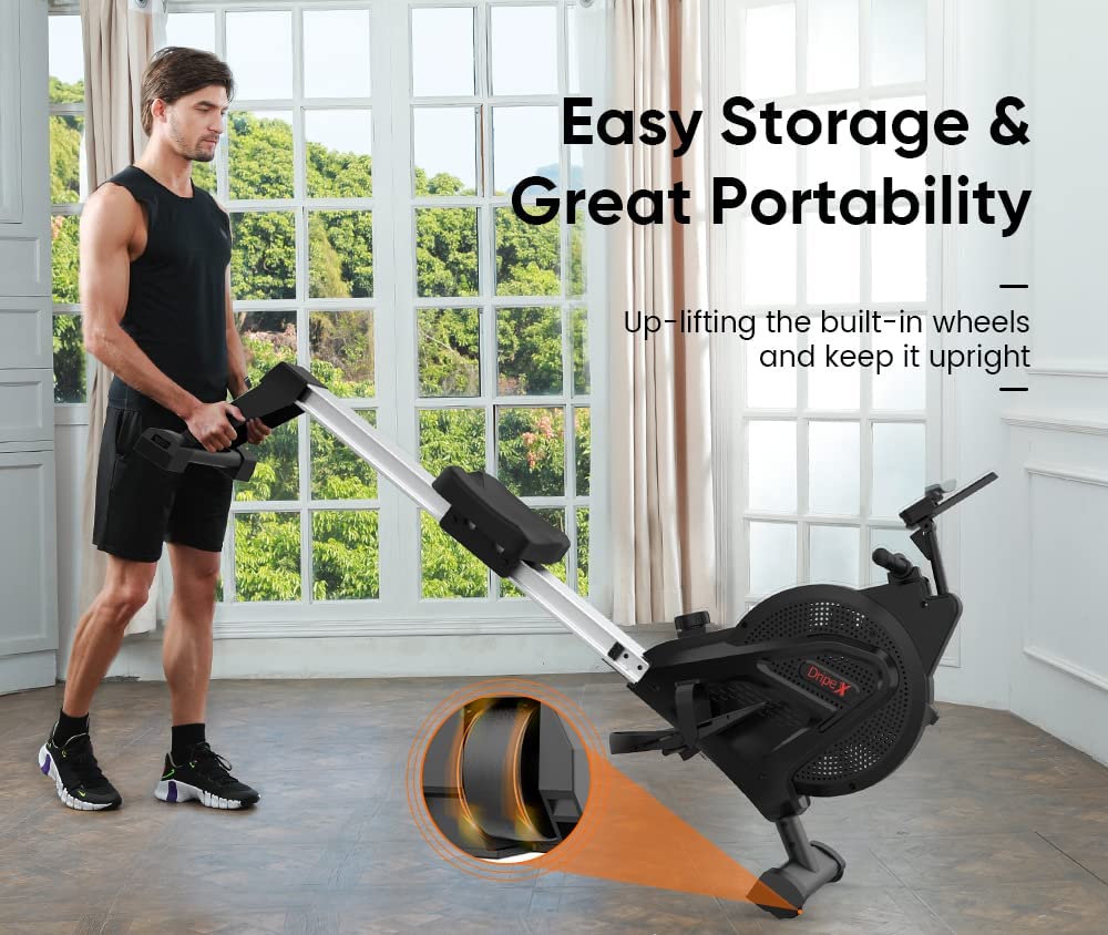 Dripex Magnetic Rowing Machine for Home Use Rower Machine for Home Gym & Cardio Training Rower with Aluminum Slide Rail, 16 Adjustable Resistance & LCD Monitor