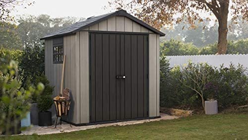 Keter Factor 8X6 Large Resin Outdoor Shed for Patio Furniture, Lawn Mower, and B
