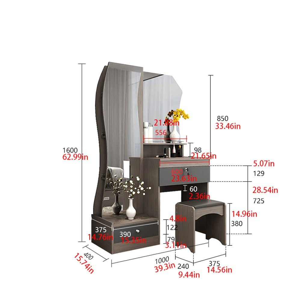 【Furniture】Bedroom Table Vanity Table Set Bedroom Storage Dresser Modern Women's Full-length Mirror