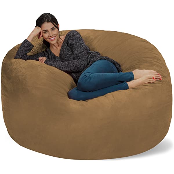 Chill Sack Bean Bag Chair: Giant 5' Memory Foam Furniture Bean Bag - Big Sofa with Soft Micro Fiber Cover - Navy Microsuede - Navy