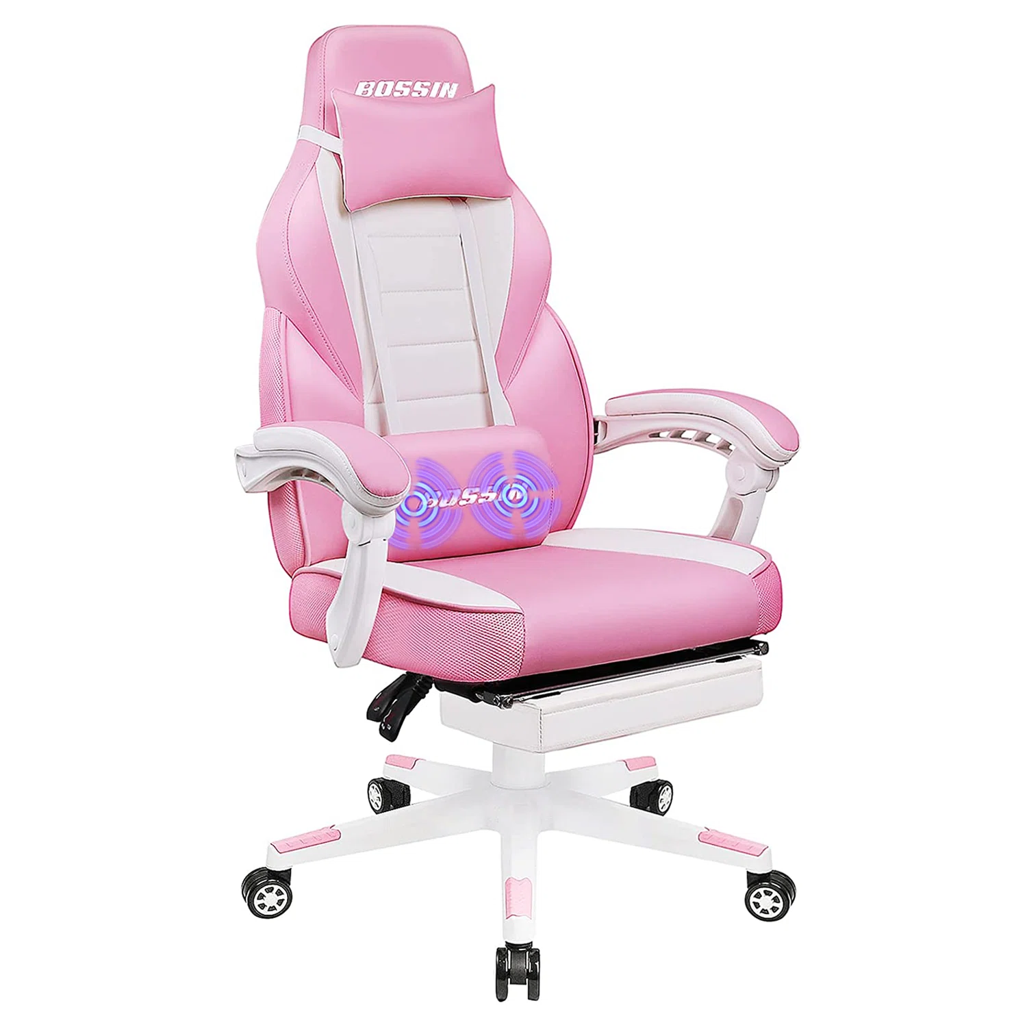 BOSSIN Gaming Chairs with Footrest, Ergonomic Computer Game Chairs with Lumbar Support