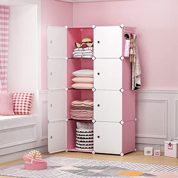 YOZO Cube Storage Organzier Portable Closet Wardrobe Bedroom Dresser (71x14x71 inches) Portable Closet Cube Shelf Armoire Pantry Cabinet, 25 Cubes, Blue 25Cubes Blue