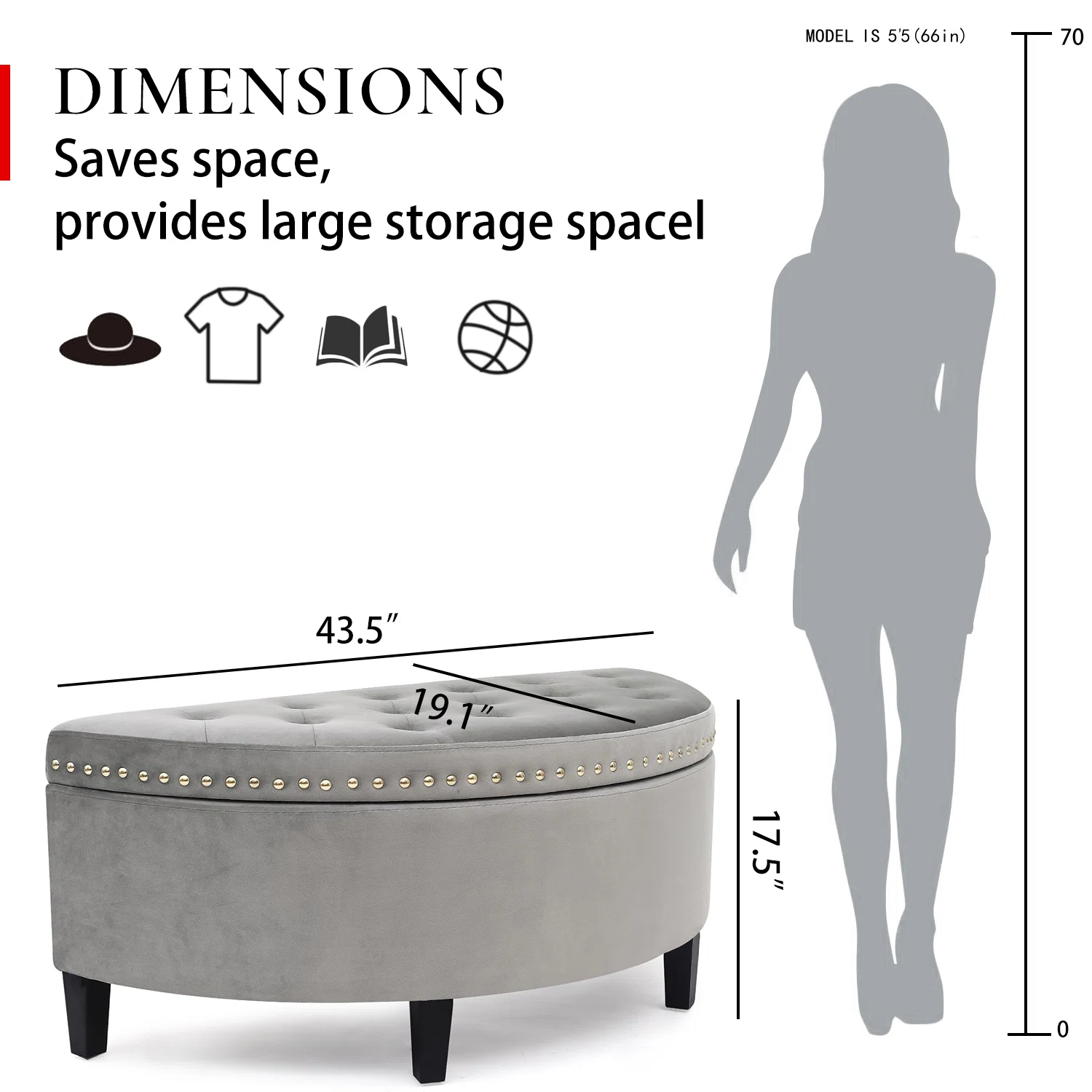 【Furniture】Roxann Upholstered Flip Top Storage Bench