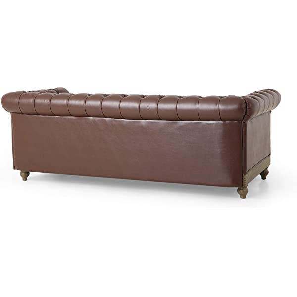 Christopher Knight Home Castalia Sofas, Midnight Black + Dark Brown Midnight Black + Dark Brown Birch Wood