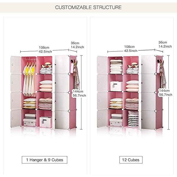 YOZO Cube Storage Organzier Portable Closet Wardrobe Bedroom Dresser (71x14x71 inches) Portable Closet Cube Shelf Armoire Pantry Cabinet, 25 Cubes, Blue 25Cubes Blue