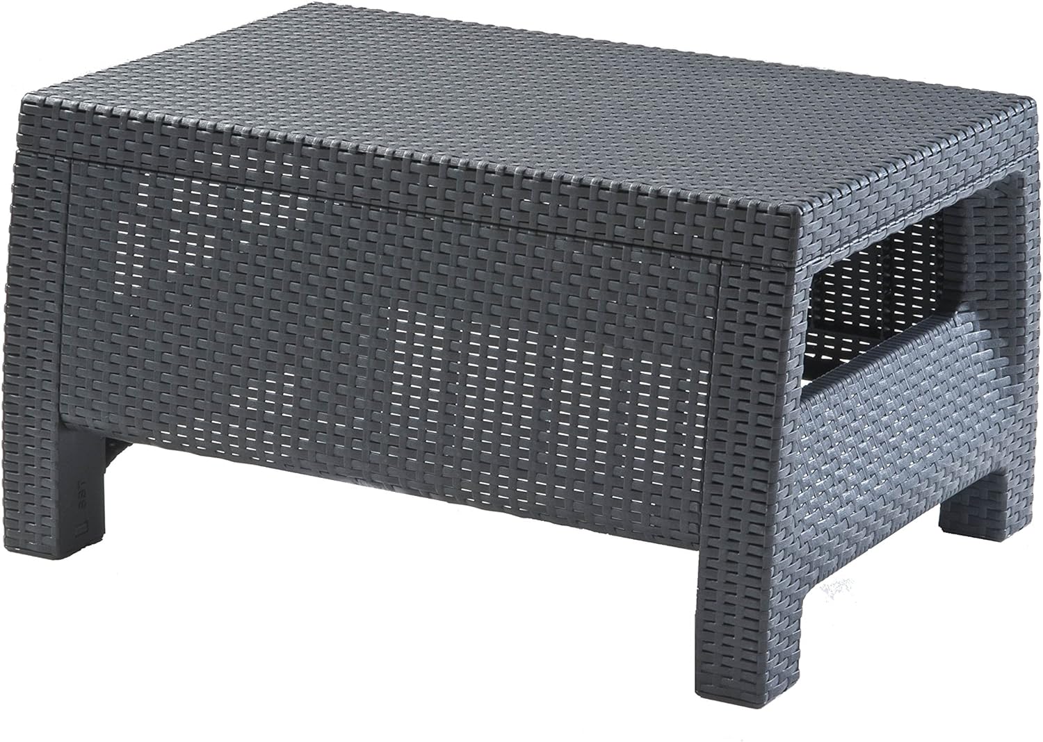 Keter GF06784 Corfu Outdoor 4 Seater Rattan Sofa Furniture Set with Accent Table - Graphite with Cream/Mushroom Cushions