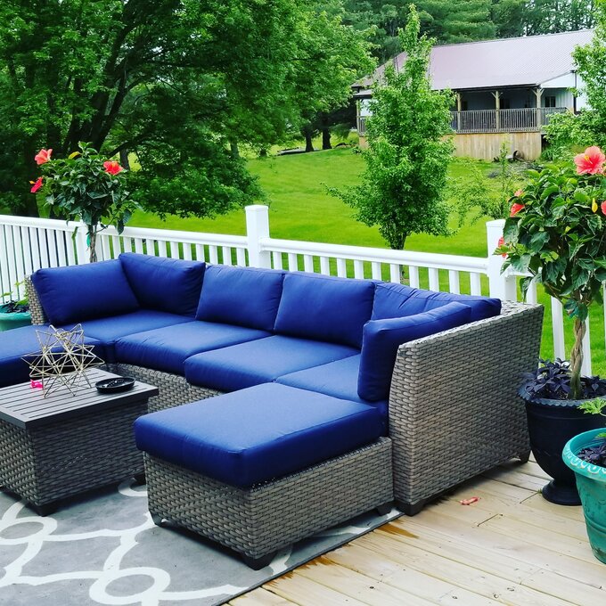 Merlyn High-Density Polyethylene (HDPE) Wicker 5 - Person Seating Group with Cushions