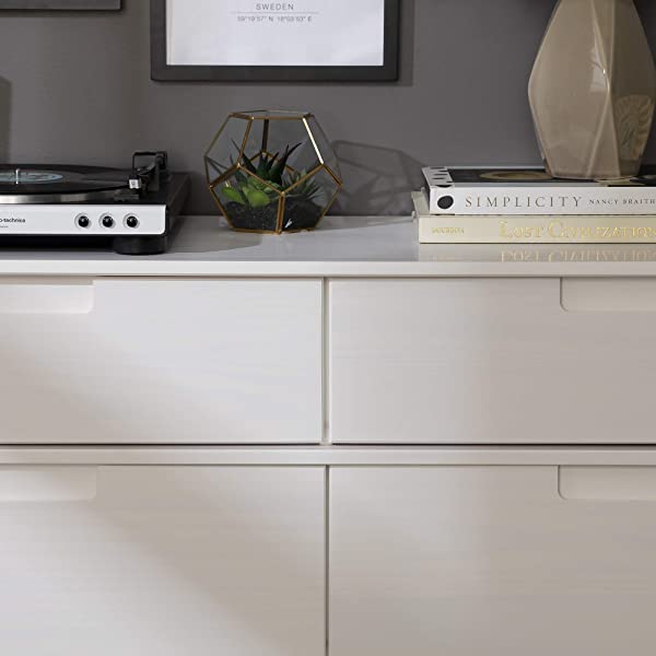 Walker Edison Mid Century Modern Grooved Handle Wood Dresser Bedroom Storage Drawer Organizer Closet Hallway, 6 Drawer, Caramel Caramel 1 pack 6 Drawer