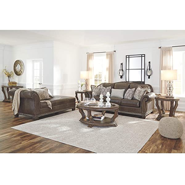 Signature Design by Ashley - Malacara Faux Leather Sofa, Brown