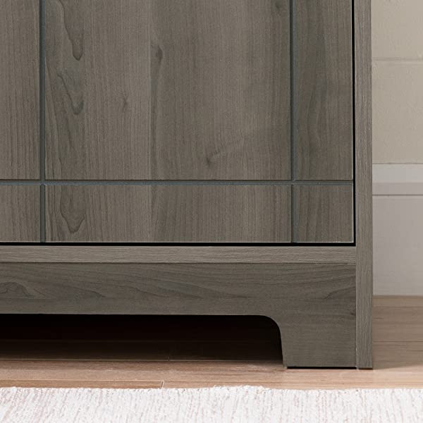 South Shore Bar Cabinet with Bottle and Glass Storage, Black Oak Black Oak Bar Cabinet