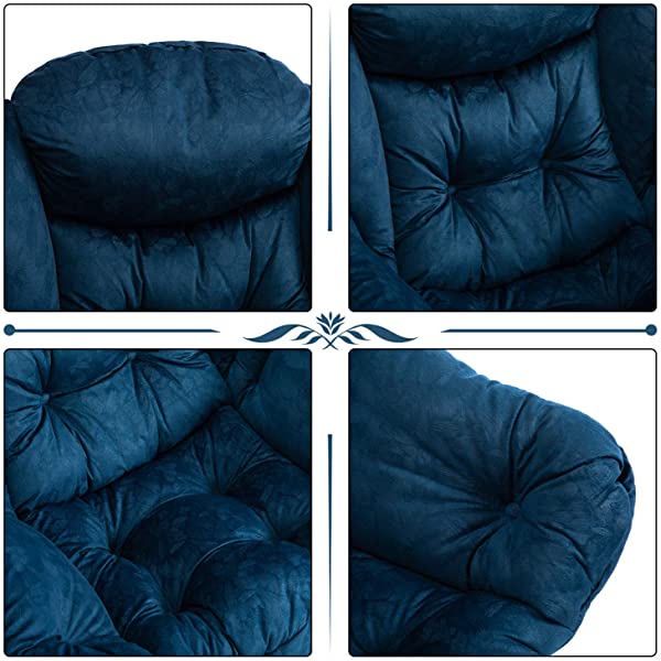 AbocoFur Modern Large Cotton Fabric Lazy Chair，Accent Contemporary Lounge Chair, Single Steel Frame Leisure Sofa Chair with Armrests and A Side Pocket, Beige