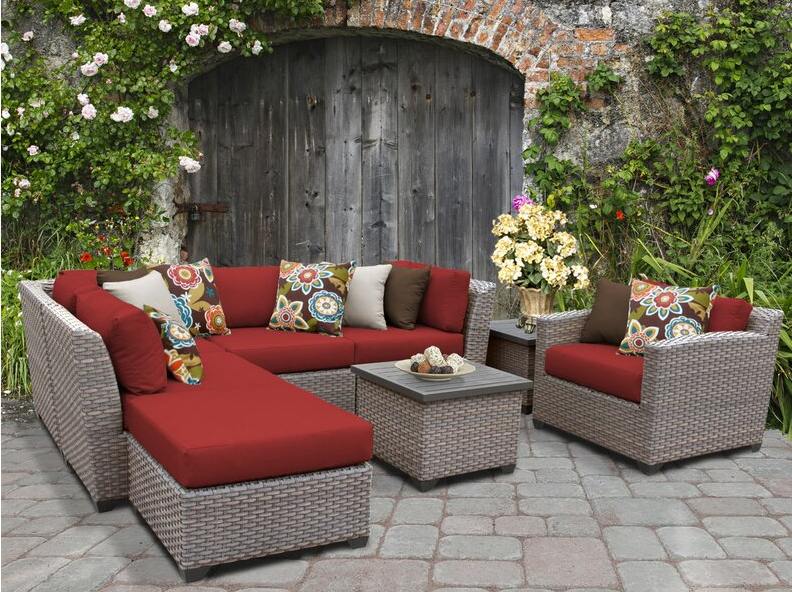 Merlyn Wicker/Rattan 6 – Person Seating Group with Cushions