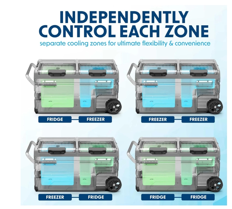 Dellonda 95L Portable Car Fridge, Freezer, 1224V Dual Zone Compressor - DL128