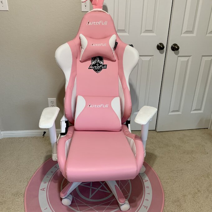 【Furniture】Racing Game Chair Autofull Adjustable Reclining Ergonomic Swivel PC in Pink