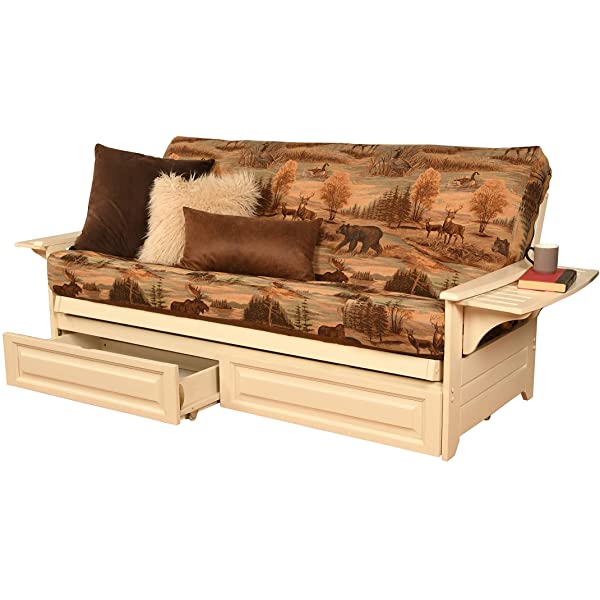 Kodiak Furniture Futon Set, Full, White Suede Navy