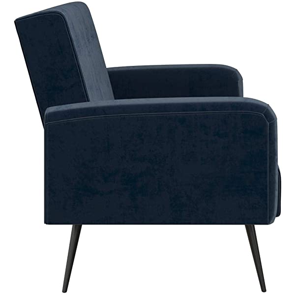 Novogratz 2360379N Z Stevie, Convertible Sofa Bed Couch, Ivory Velvet Futon