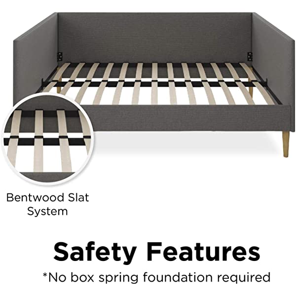 DHP Franklin Mid Century Upholstered Daybed, Sofa Bed, Twin Size Frame, Tan Linen Linen Twin Tan