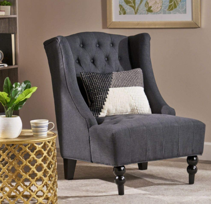 Christopher Knight Home Toddman High-Back Velvet Club Chair, Grey
