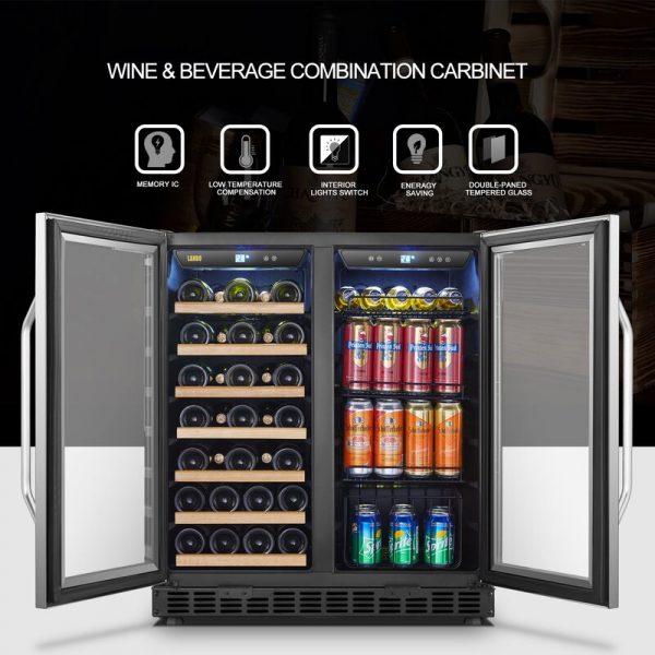 33 Bottle and 70 Can Dual Zone Freestanding Wine and Beverage Refrigerator