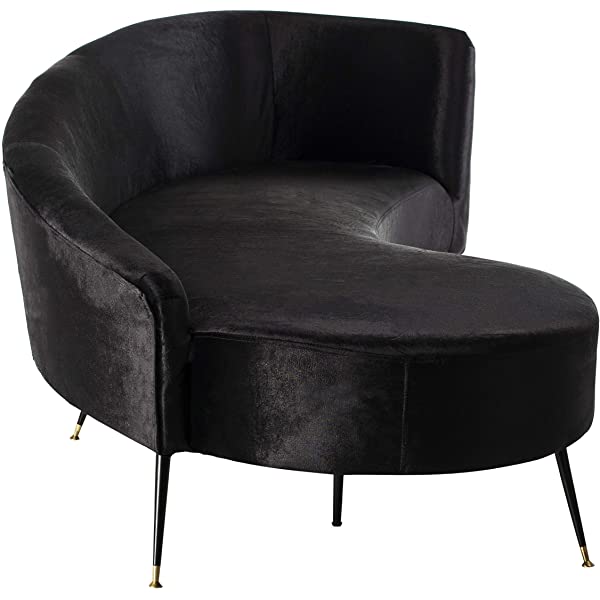 Safavieh Couture Home Evangeline Modern Glam Champagne Velvet and Black Parisian Sofa Champagne/Black