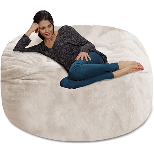 Chill Sack Bean Bag Chair: Giant 5' Memory Foam Furniture Bean Bag - Big Sofa with Soft Micro Fiber Cover - Navy Microsuede - Navy