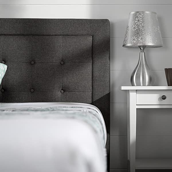 Zinus Dachelle Upholstered Platform Bed Frame / Mattress Foundation / Wood Slat Support / No Box Spring Needed / Easy Assembly, Queen, Platform Bed Only, Dark Grey Dark Grey Queen Platform Bed Only