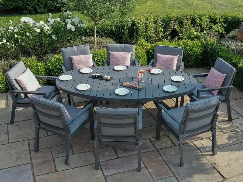 【Home&Garden】Maze Rattan New York 8 Seat Oval Dining Set