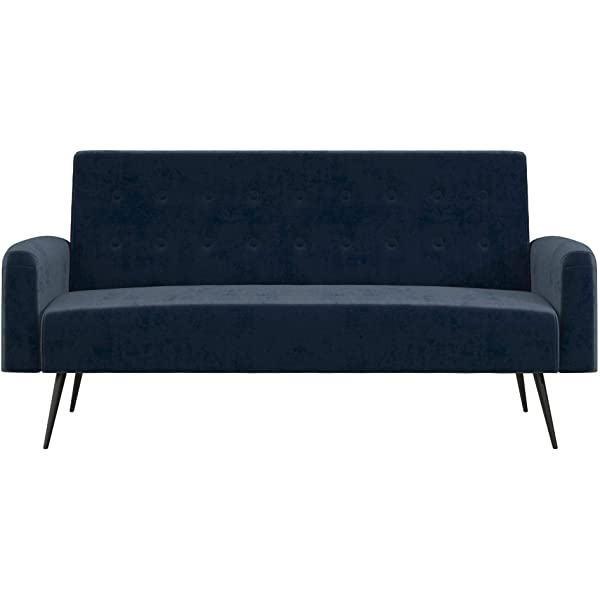 Novogratz 2360379N Z Stevie, Convertible Sofa Bed Couch, Ivory Velvet Futon