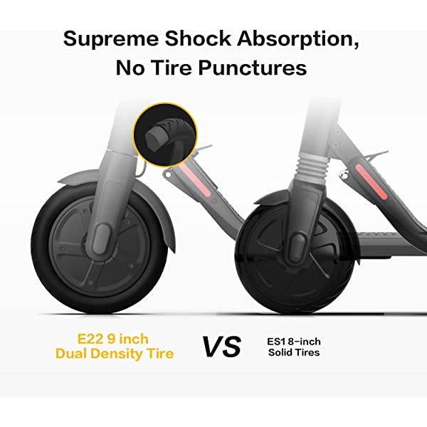 Segway Ninebot E22 E45 Electric Kick Scooter, Upgraded Motor Power, 9-inch Dual Density Tires, Lightweight and Foldable