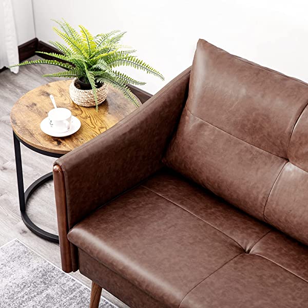 Vonanda Faux Leather Sofa Couch, Modern Tufted 3-Seater Sofa with Clean Lines and Upholstered Artificial Leather for Compact Living Space, Chestnut Brown 3-seater sofa Chestnut Brown