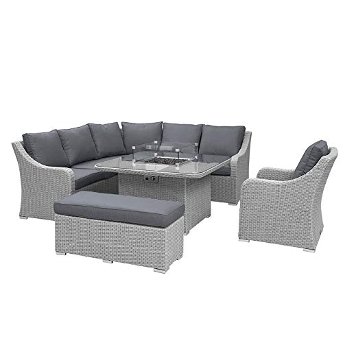 【Furniture】Harper Casual Dining Corner Sofa Set with Fire Pit Table