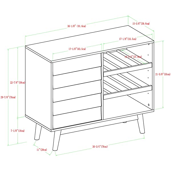 Walker Edison Charlotte Classic Glass Door Storage Buffet, 52 Inch, Espresso Espresso 52 Inch