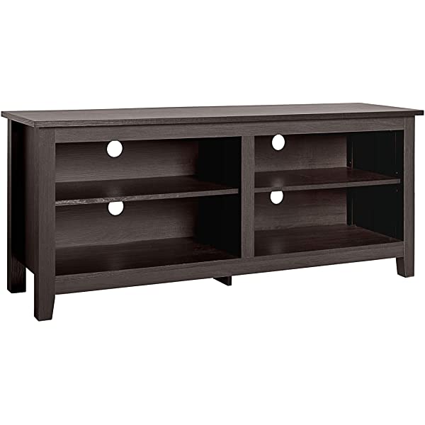 Walker Edison Wren Classic 4 Cubby TV Stand for TVs up to 65 Inches, 58 Inch, Black Black 58 InchTV Stand