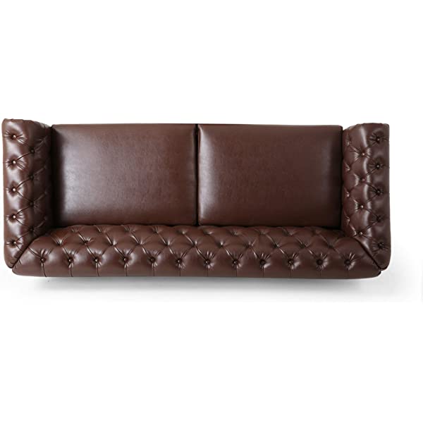 Christopher Knight Home Castalia Sofas, Midnight Black + Dark Brown Midnight Black + Dark Brown Birch Wood