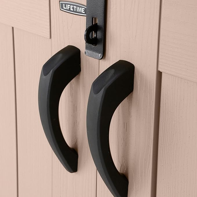 LIFETIME 60170 6 x 3.5 ft Heavy Duty Low Plastic Shed Horizontal Storage Box - Desert Sand/White