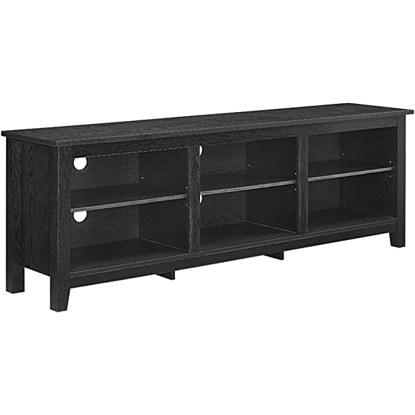 Walker Edison Wren Classic 4 Cubby TV Stand for TVs up to 65 Inches, 58 Inch, Black Black 58 InchTV Stand