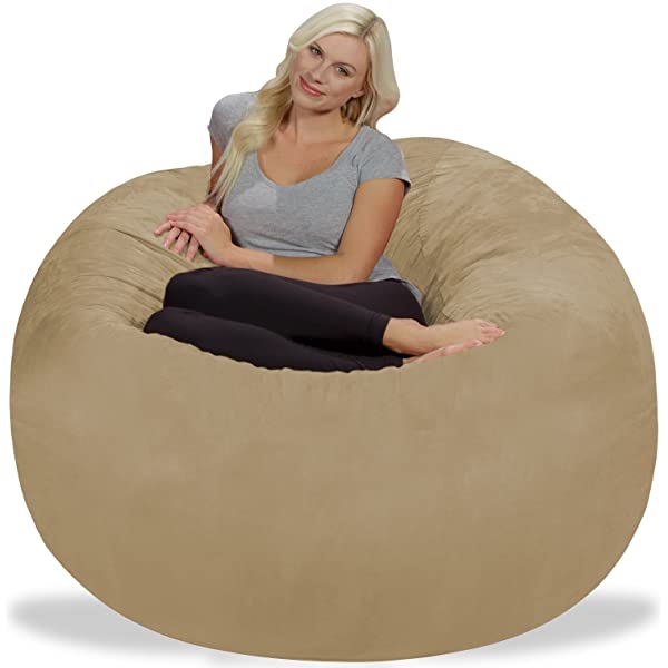 Chill Sack Bean Bag Chair: Giant 5' Memory Foam Furniture Bean Bag - Big Sofa with Soft Micro Fiber Cover - Navy Microsuede - Navy