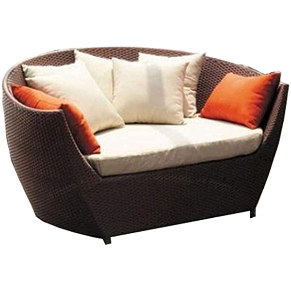 ZHJBD Exquisite Furniture-Sofa Patio Furniture Outdoor Daybed with Soft Cushions, Leisure Wicker Chair,PE Wicker Rattan Round Sectional Sofa Set for Lawn Garden Backyard Poolside,Sturdy and Durable