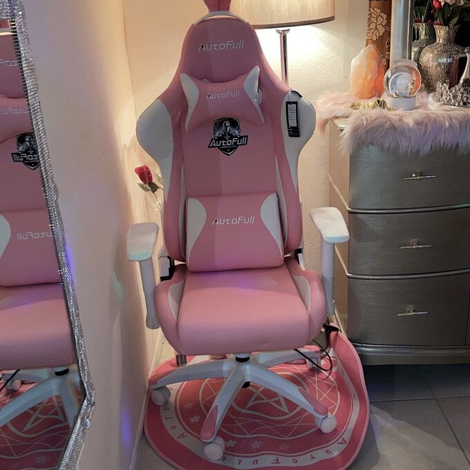 【Furniture】Racing Game Chair Autofull Adjustable Reclining Ergonomic Swivel PC in Pink