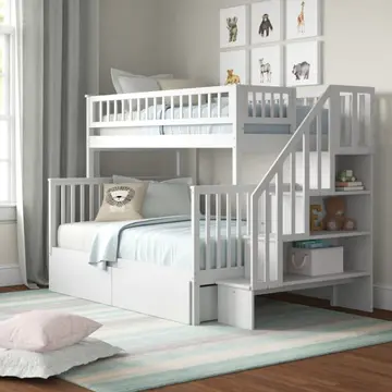 Shyann Twin Over Full Solid Wood Standard Bunk Bed with Shelves by Three Posts™ Baby & Kids