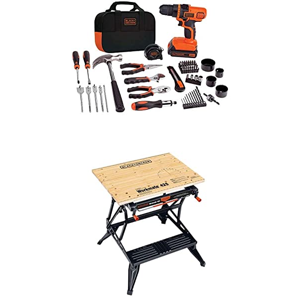 BLACK+DECKER 20V Max Drill & Home Tool Kit, 68 Piece (LDX120PK) 20V Home Tool Kit