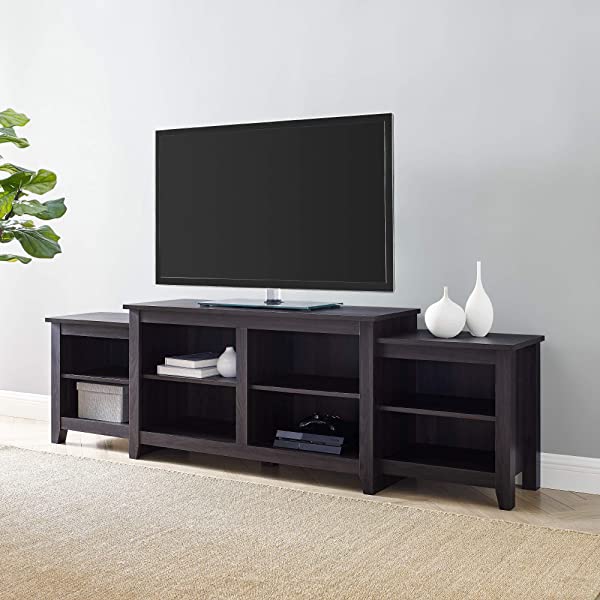 Walker Edison Wren Classic 4 Cubby TV Stand for TVs up to 65 Inches, 58 Inch, Black Black 58 InchTV Stand
