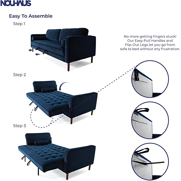 Nouhaus Module, Sleeper Sofa Bed Couch. 7ft Luxury Convertible Sofa Futon Bed with No Roll Together Latex. Ivory Woven Pull Out Bed for Bedroom Couch, Small Apartment Furniture Sofas or RV Couch Woven/Knit Ivory