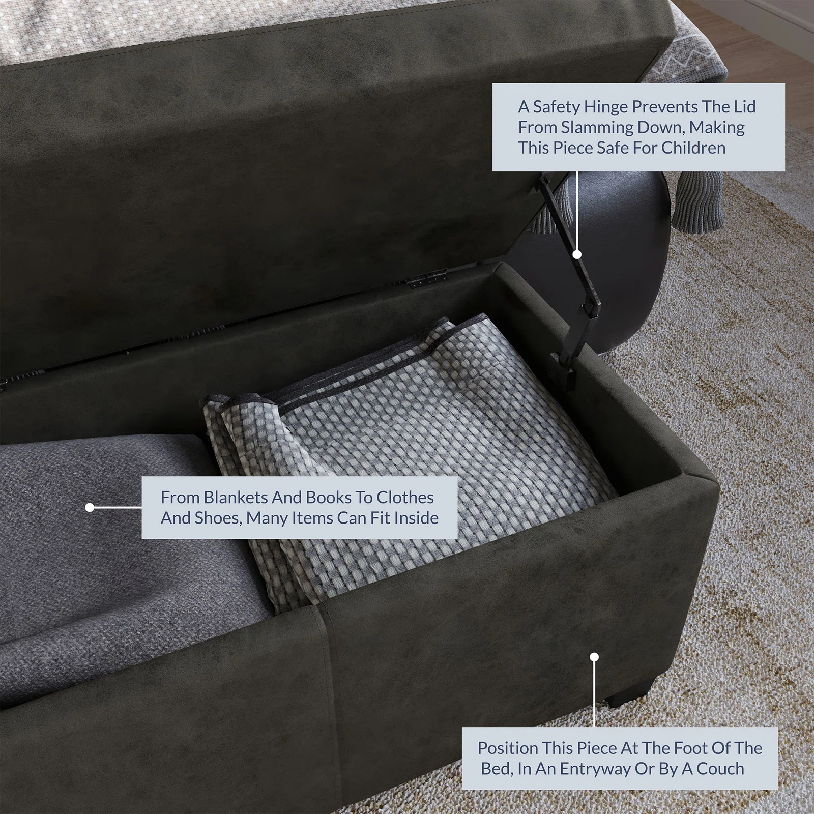 【Furniture】Boston Upholstered Storage Ottoman