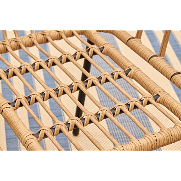 Quality Outdoor Living 65-YZ03HM Hermosa 3 Piece Chat Set, Tan Wicker + Linen Cushions 3-Piece Chat Set (Linen Cushions)