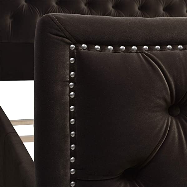 Jennifer Taylor Home Marcella Collection Queen Wingback Tufted Hand-Applied Nail Heads Upholstered Bed, Antique White Antique White Queen