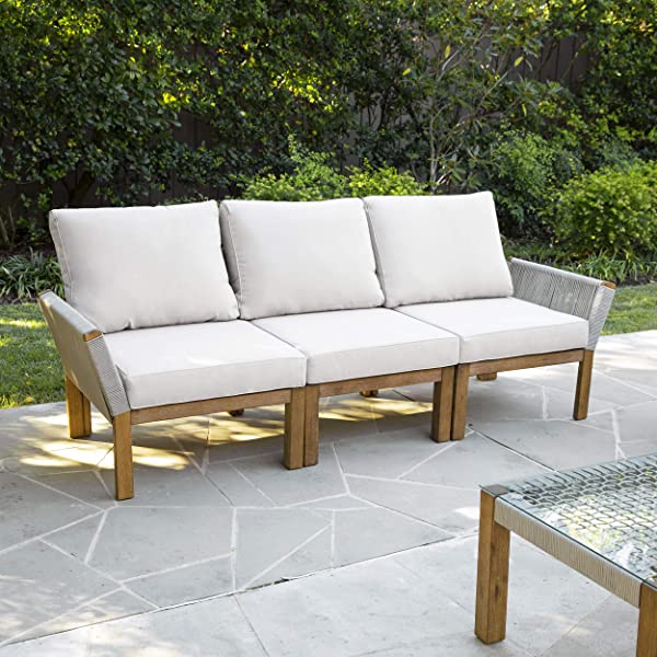 SEI Furniture AMZ0139801DO Brendina Outdoor Sofa, Natural, White