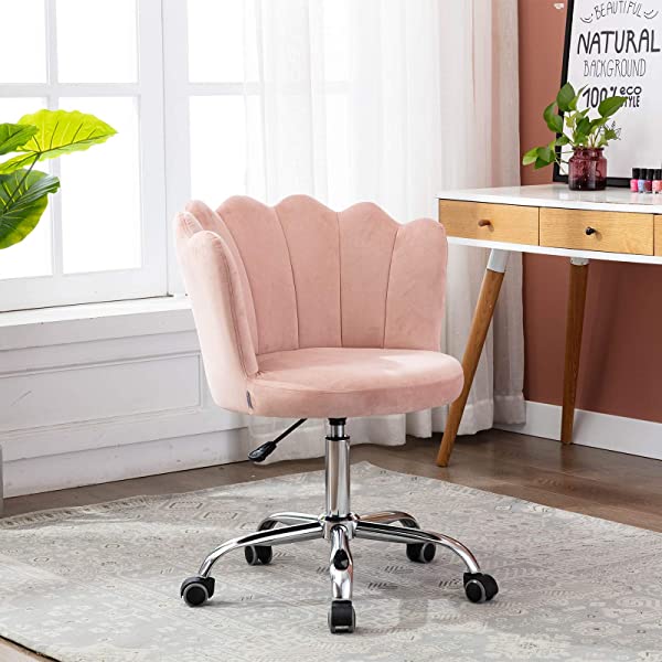 MTFY Modern Home Office Swivel Chair, Shell Desk Chair with Adjustable Height, Upholstered Ergonomic Computer Desk Chair Leisure Task Chair Accent Armchair for Office, Living Room,Bedroom (Beige)