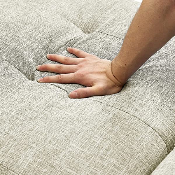 4-in-1 Sleeper Sofa Bed, HABITRIO Solid Wood Frame Polyester Upholstered Seating Couch w/A Pillow, Work As Ottoman, Single Chair, Sofabed and Chaise Lounge, Fit for Living Room, Bedroom (Grey)